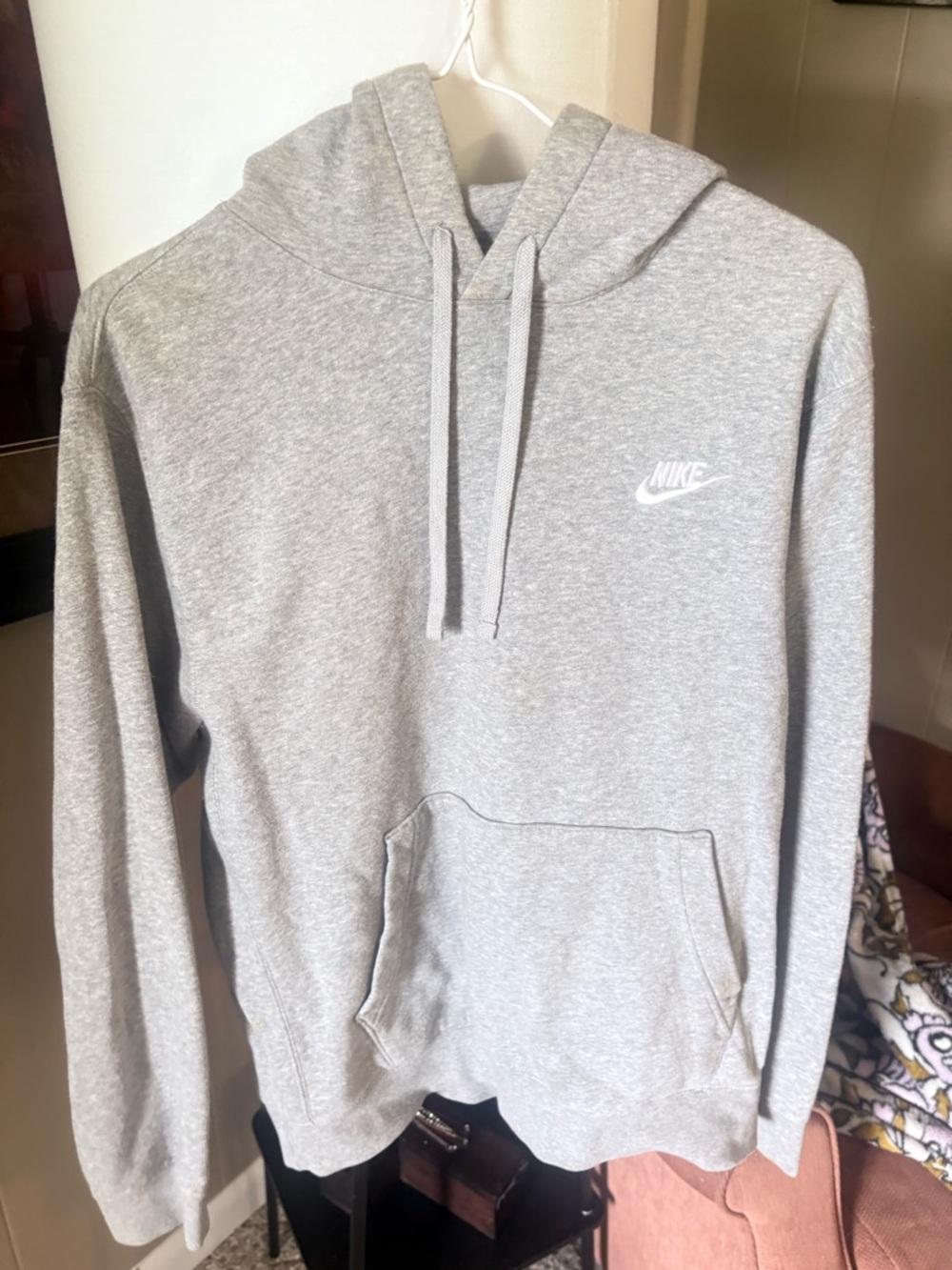 Nike Light Gray Pullover Hoodie with White Logo